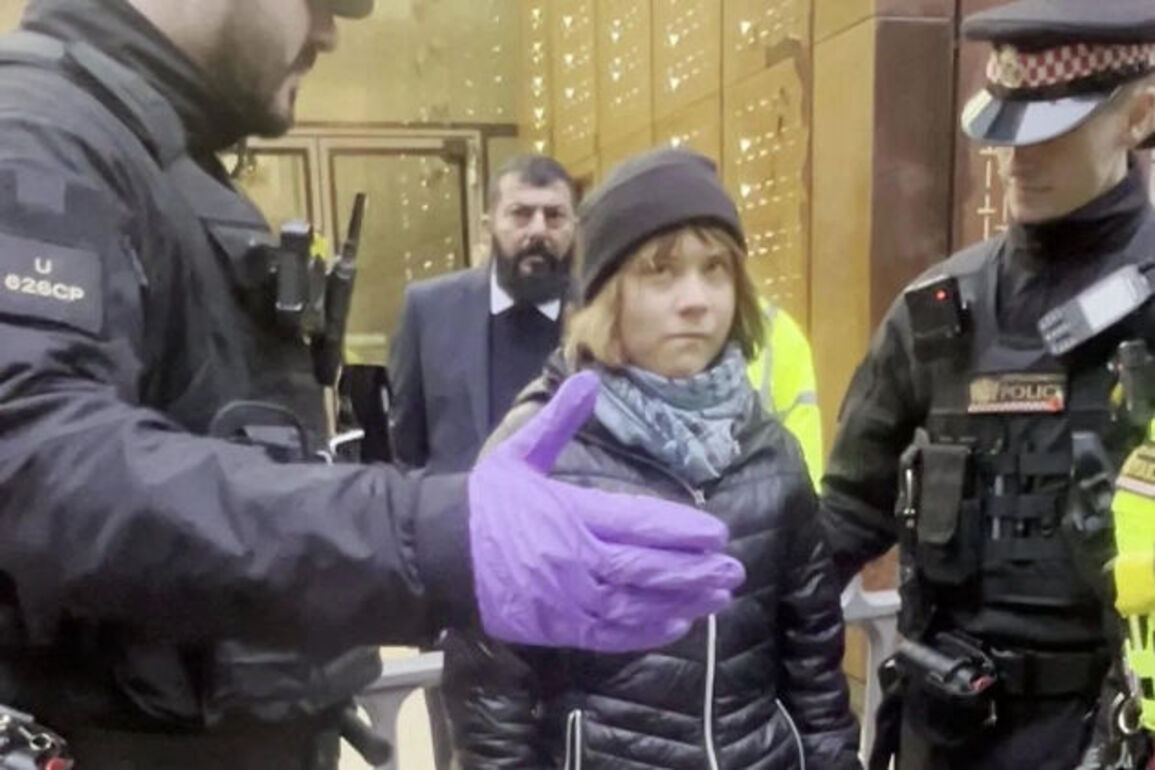 Greta Thunberg protests with pro-Palestinian activists in London, held