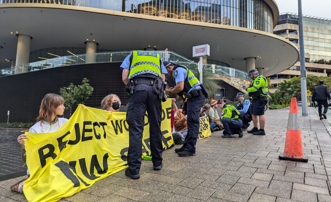 Disrupt Burrup Hub protestors outside Woodside