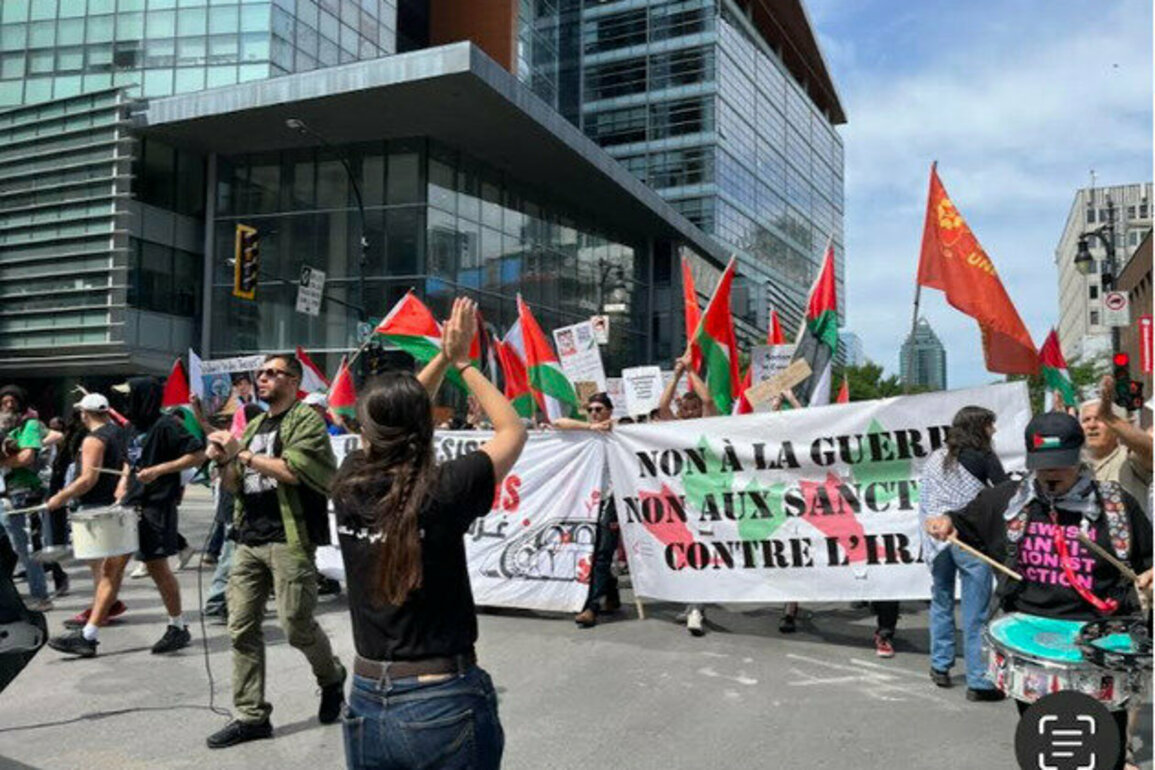 Hundreds of people took to the streets of Montreal as the Americans attacked Iran