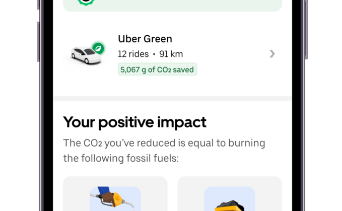 The new Rider Emissions Savings feature | Credit: Uber