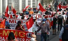  Las Bambas workers protest in Lima, Peru earlier this year, but now protests have turned violent.