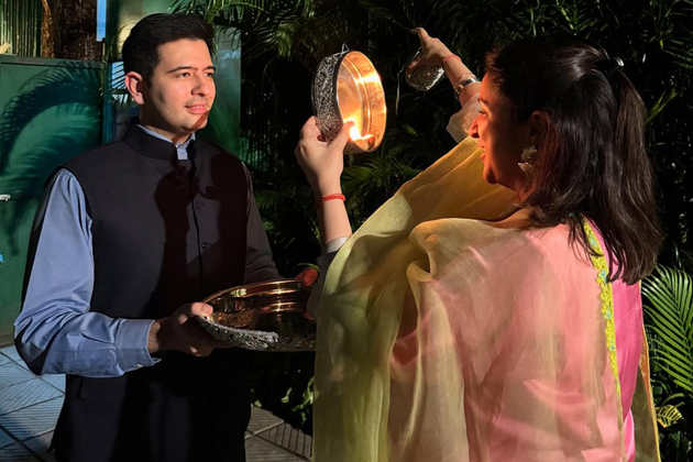 Mom-to-be Parineeti shares pics from her Karwa Chauth celebrations with her 'chaand' Raghav
