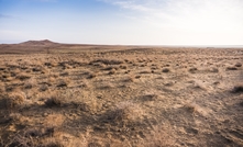 Desert at dawn in the vastness of Uzbekistan