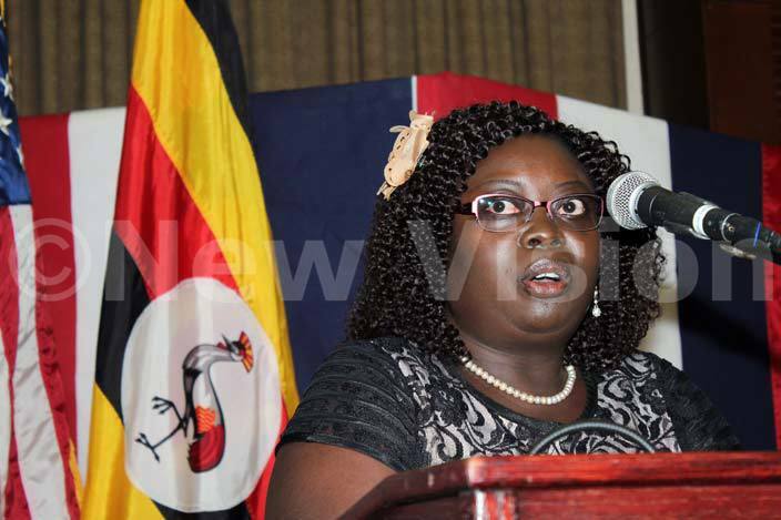 ganda omens etwork xecutive irector ita ciroakor giving a keynote address during a iscussion of omen and leadership in ganda at erena otel ampala on pril 25 2016 hoto by ony ujuta