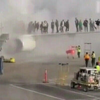 American Airlines Boeing 737 bursts into flames 