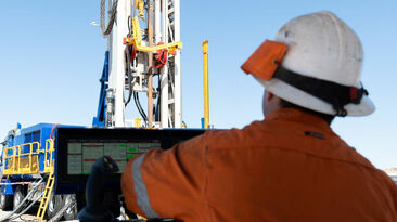 The Ventia Rig 200 at BHP’s Olympic Dam copper mine features remote controls that allow it to be operated from 8-10m from the hole being drilled