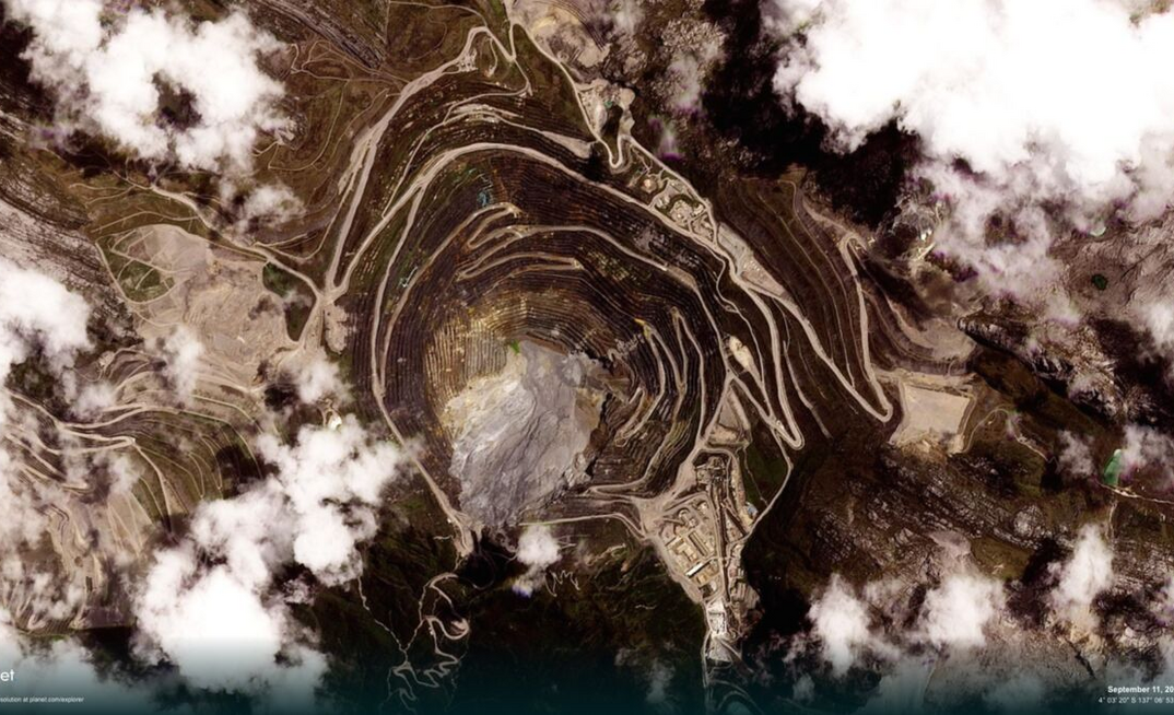 Satellite image of Freeport-McMoRan's Grasberg mine in Indonesia after the mudslide on September 11, 2025