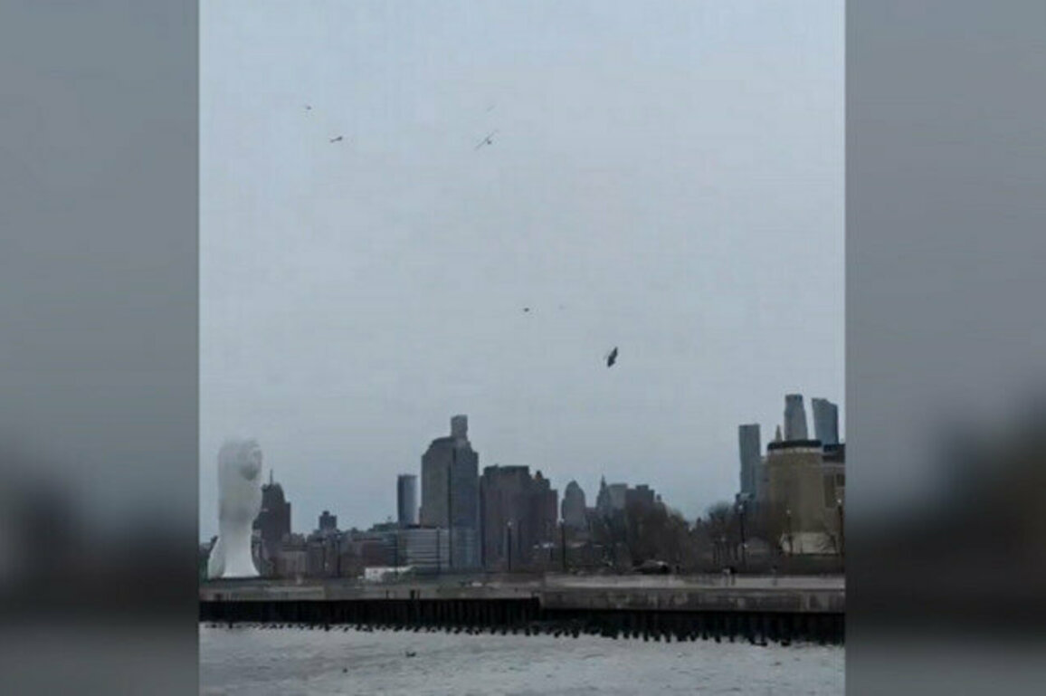 Helicopter falls apart midair in New York 