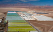 The Hombre Muerto salar evaporation ponds in Argentina