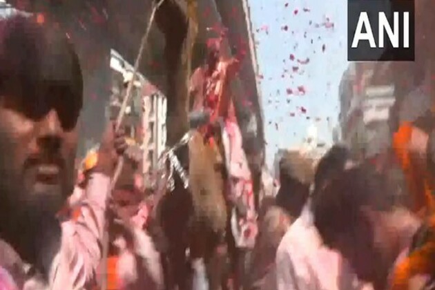 UP Deputy CM Brajesh Pathak arrives on camel for Holi celebrations