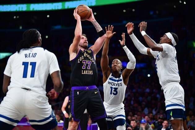 Lakers catch Wolves in standings thanks to Luka Doncic's triple-double