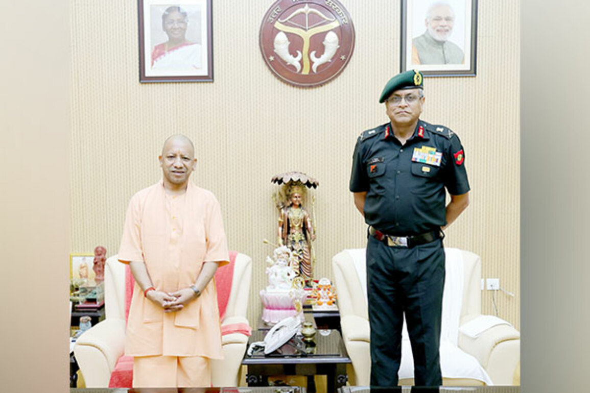 UP CM Yogi meets Lt Gen Anindya Sengupta, discusses security in state