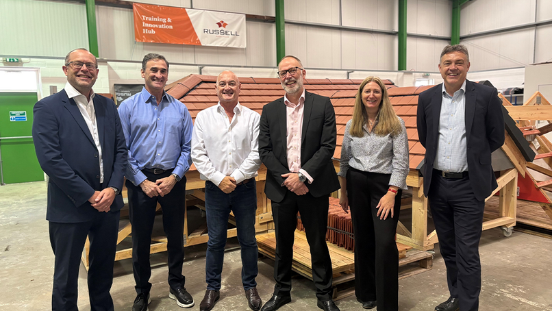  L-R: Philip Carr HSBC UK; Juan Prestamo – CEO, Russell Roof Tiles; Hayward; Scott Oldnall – HSBC UK; Minty Chesters – Group Finance Director, Russell Roof Tiles; Ramsden  