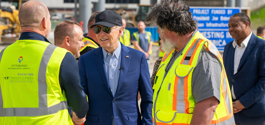 President Joe Biden during a visit to support the US steel industry in April 2024. Credit: White House/Adam Schultz