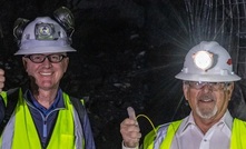 Mike Headley (left) the executive director of the SDSTA and the laboratory director at SURF stands next to Casey Peterson, SDSTA board chair, in part of the newly excavated drift Credit: Matthew Kapust