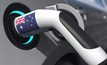 Flag of australia on the charging plug in an electric car.