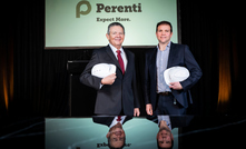 Ian Cochrane (left) with Perenti managing director Mark Norwell in 2019