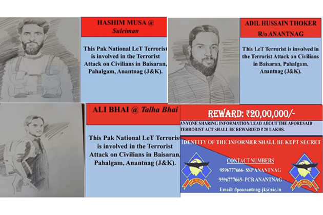 J-K: Two Pakistani Laskhar terrorists, one JK local operative identified as men behind Pahalgam Attack