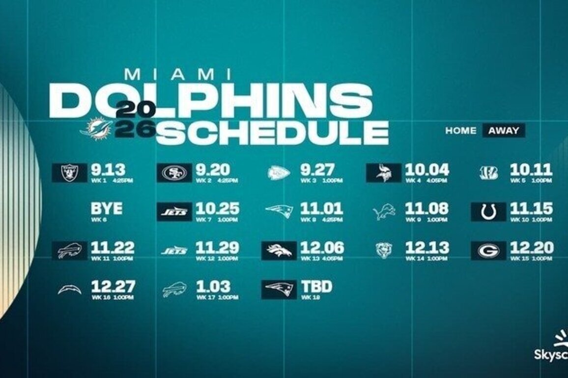 Miami Dolphins announce 2026 schedule presented by Skyscanner