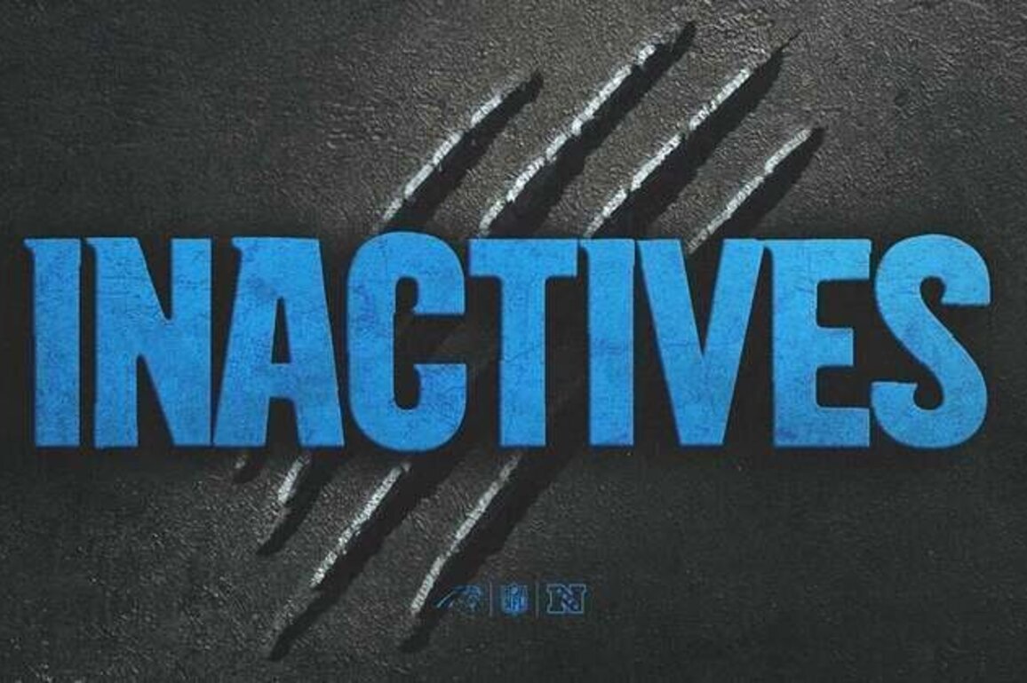 Inactives: Bryce Young inactive for Sunday's game against the Bills