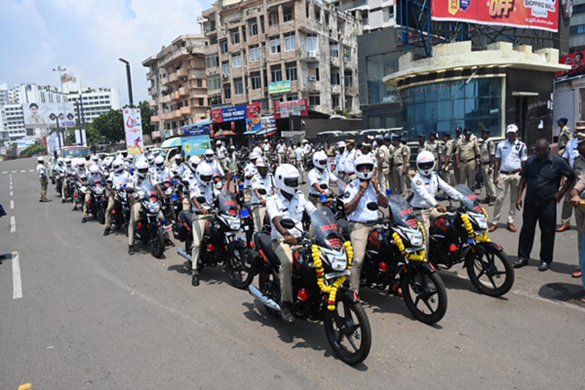 25 modern motorcycles donated to Visakhapatnam City Police by Arcelor Mittal & Nippon Steels