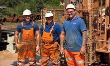 Rowan McGee, Owen Maycroft and Joe Taylor, the drill crew from Dynamic Sampling who assisted JKS Boyles with the UK field trials of the battery-electric Comacchio eGEO 405 drill rig Credit: JKS Boyles