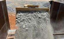  First material being tipped into the crusher during commissioning (Photo taken November 26).