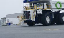 A Fortescue-Liebherr battery-electric prototype putting on a show.