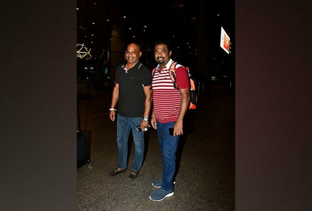 Muttiah Muralitharan with Sanath Jayasuriya arrives in Mumbai ahead of '800' trailer launch