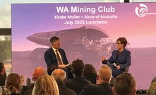 Tim McMillan (left) interviewing Elsabe Muller at the WA Mining Club.