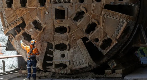 One of the TBMS used for the Sydney Metro West tunnels prior to its removal from the tunnels