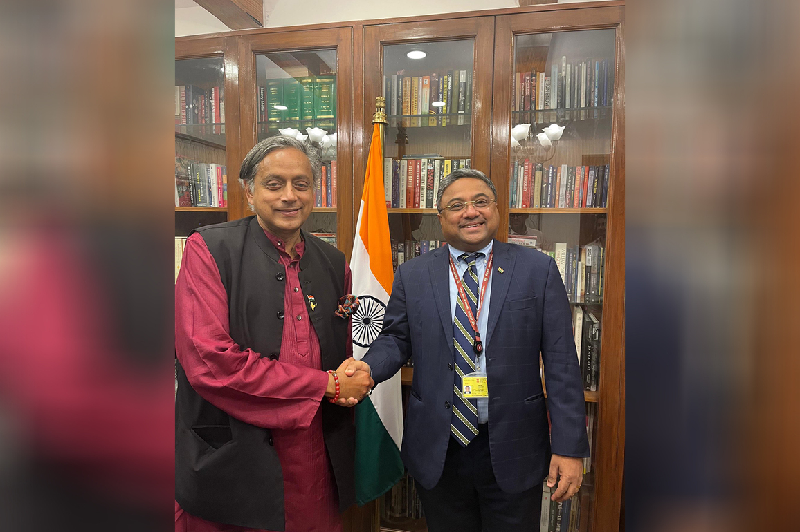 Cong MP Tharoor, MEA Secy (West) hold talks on strengthening India-Europe ties
