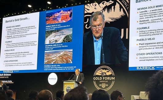 Barrick's Mark Bristow presenting at GFA 2024. 