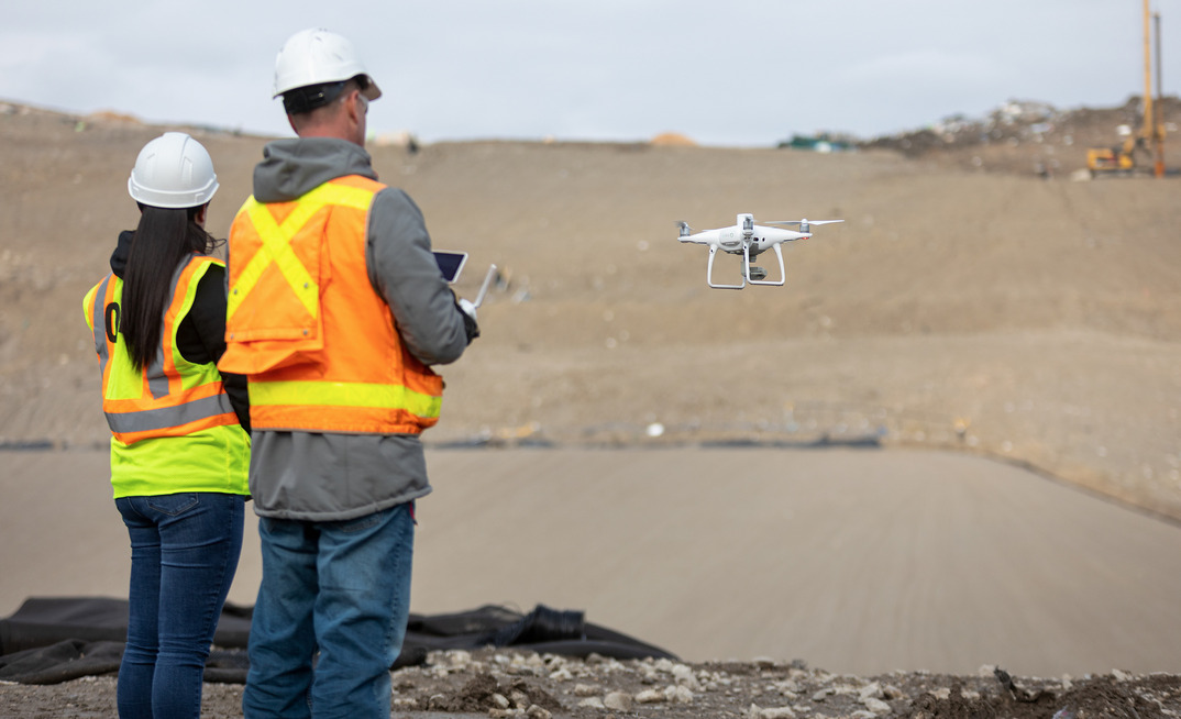  Drones are among the tools used by Smart Construction to create accurate digital twins of construction sites