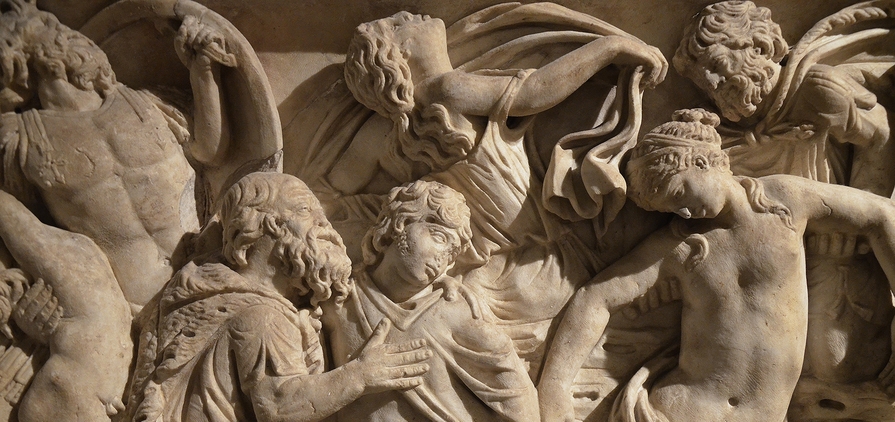 The Death of Niobe’s Children, relief of a front panel of a sarcophagus, Roman work of the second half of the 2nd century AD, Museo archeologico nazionale di Venezia