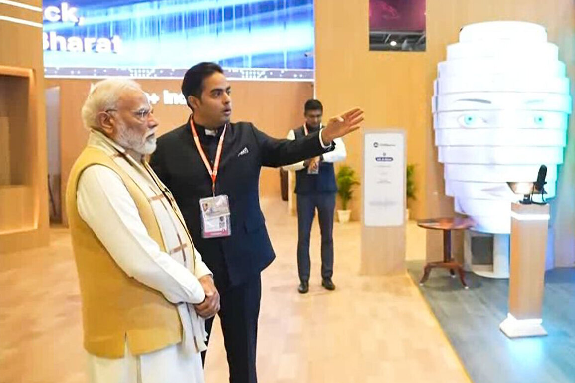 Akash Ambani showcases Jio's AI ecosystem to PM Modi at Jio AI Pavilion during India AI Impact Summit 2026