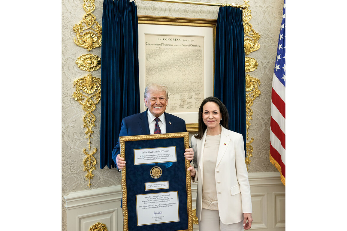 Venezuelan opposition leader Machado says she "presented" Trump with Nobel Peace Prize