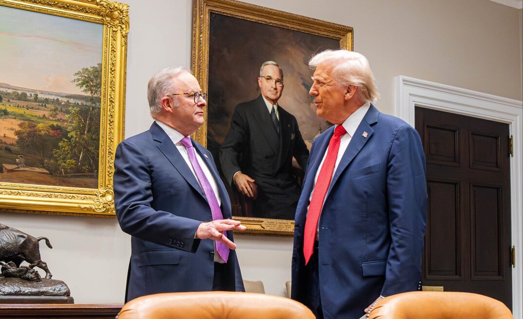Australia's prime minister Anthony Albanese and US president Donald Trump at the White House on October 20, 2025.