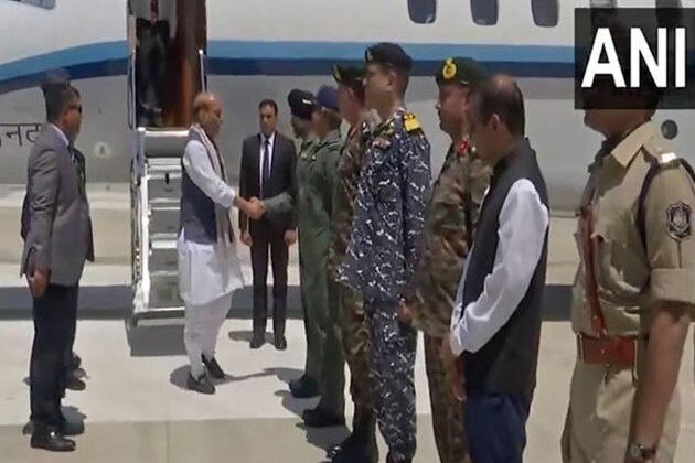 Defence Minister Rajnath Singh arrives in Bhuj, to interact with Air Warriors