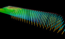  An example of a drill pattern created using Maptek’s BlastLogic software