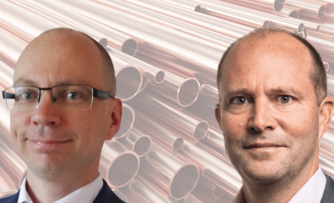 Sampo Lahtinen (left) and Glenn Corrie as Kemira weighs Hazer’s methane pyrolysis and graphite technology for industrial use in the Nordics.