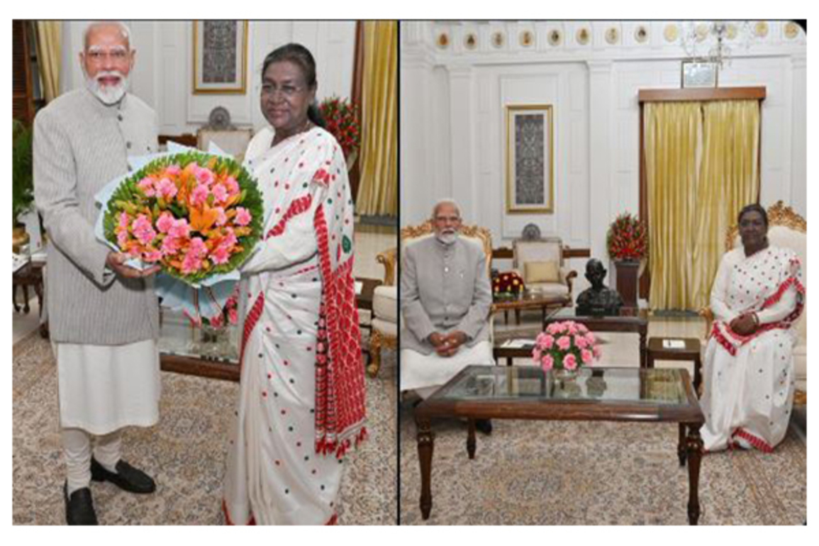 PM Modi calls on President Droupadi Murmu at Rashtrapati Bhavan