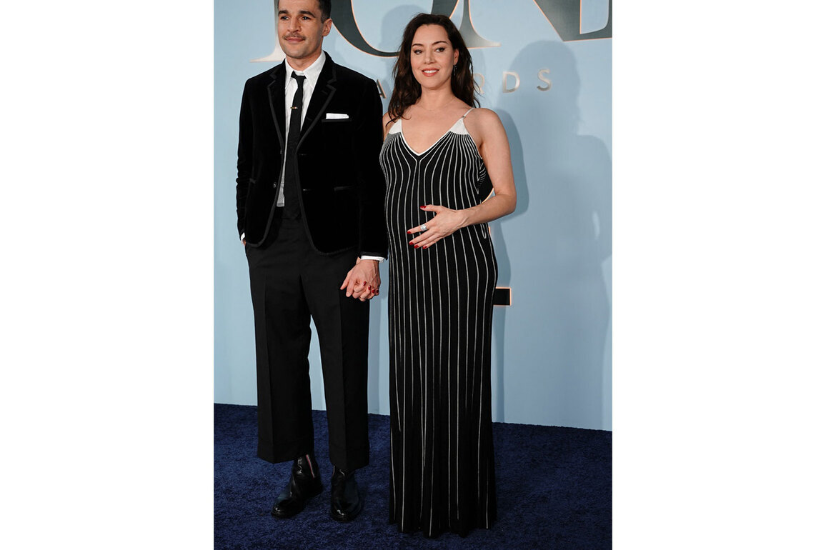 Aubrey Plaza debuts baby bump with partner Christopher Abbott at 2026 Tony Awards