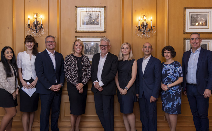 From left: NatWest Cushon head of investment proposition Kinna Patel; Barnett Waddingham partner and head of investment research Sarah Lochlund; Columbia Threadneedle Investments director of property funds Guy Glover; Future Growth Capital head of real estate debt Kristina Foster; independent trustee Mark Thompson; The Pensions Regulator lead investment consultant Jenny Paul; Columbia Threadneedle Investments institutional business director Andrew Brown; Aon senior partner and chief investment officer for DC solutions Jo Sharples; and Professional Pensions editor Jonathan Stapleton (chair).