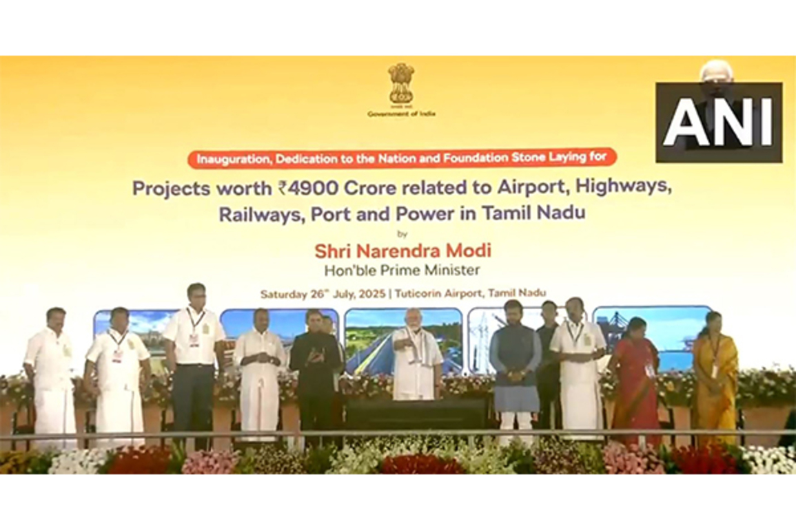 PM Modi lays foundation stones, inaugurates projects worth over Rs 4,900 crore in Tamil Nadu's Tuticorin