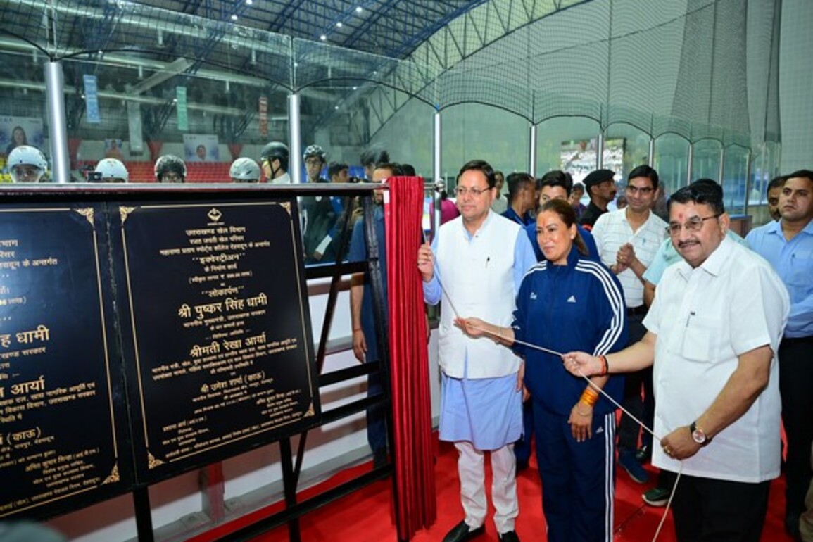 Uttarakhand CM Dhami inaugurates renovated ice rink at Maharana Pratap Sports College in Dehradun
