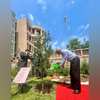 EAM Jaishankar plants pomegranate sapling in China, interacts with Indian Embassy officials