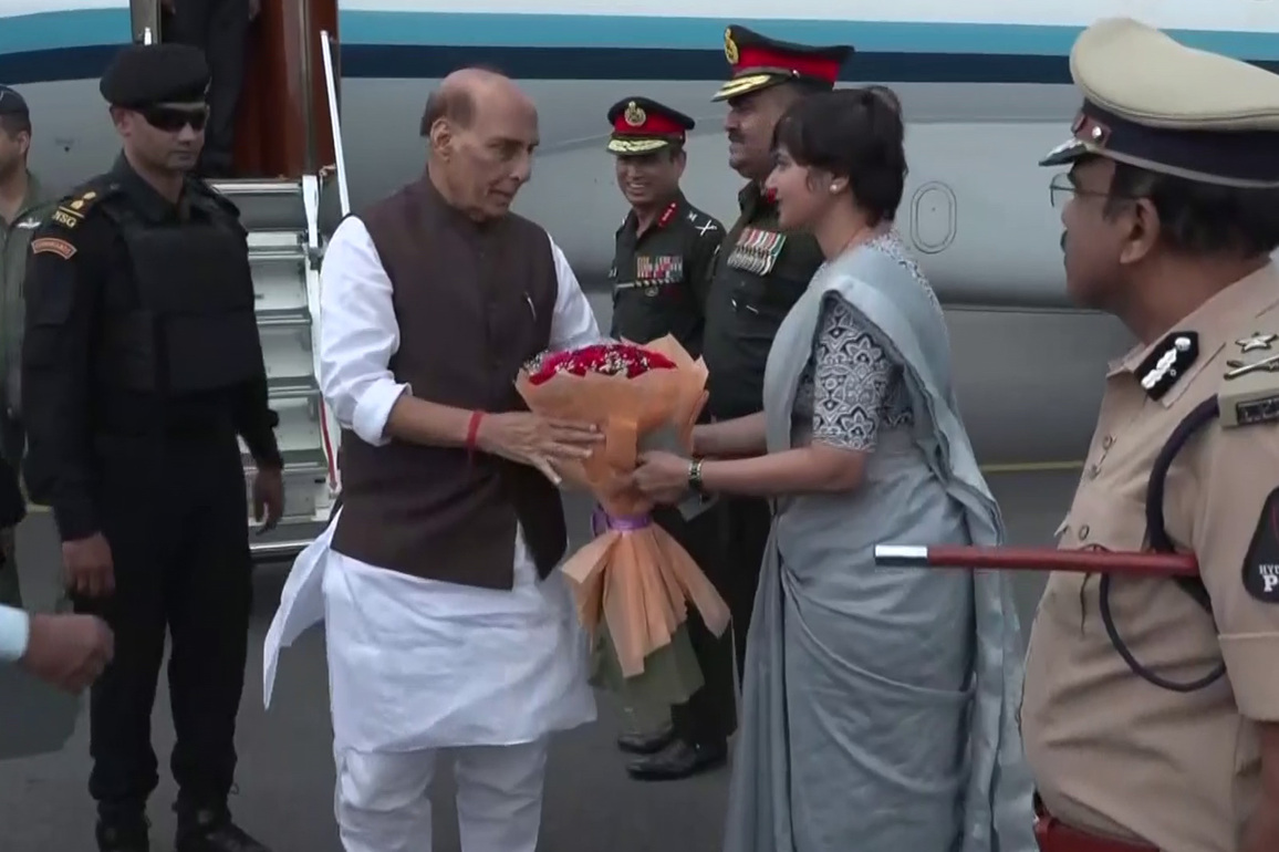 Rajnath Singh arrives in Telangana to attend 'Hyderabad Liberation Day' celebrations tomorrow