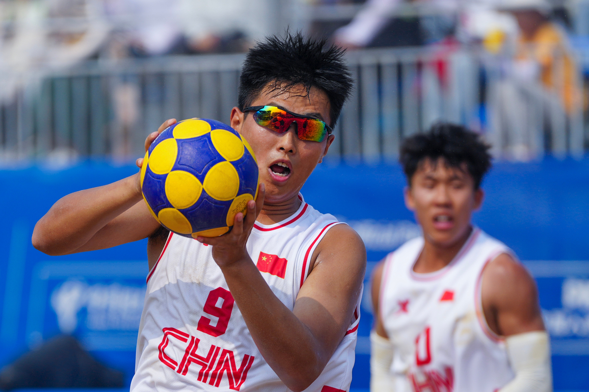 (SP)CHINA-CHENGDU-THE WORLD GAMES 2025-BEACH KORFBALL-MIXED TEAM PRELIMINARY ROUND-CHN VS USA (CN)