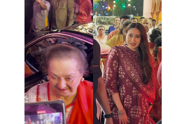 Saira Banu, Karisma Kapoor visit Ashish Shelar's home for Ganpati Darshan